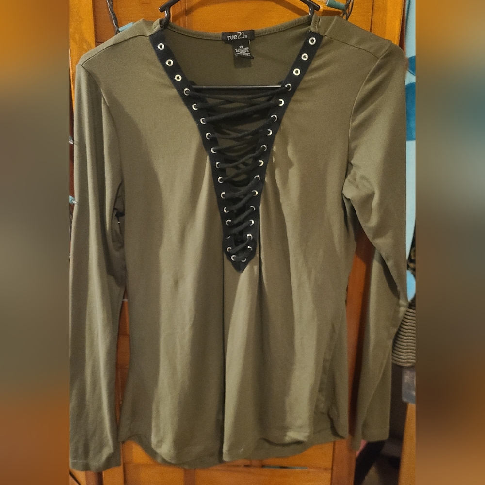 Rue21 Fairy Corset Flowy Lace Up Top